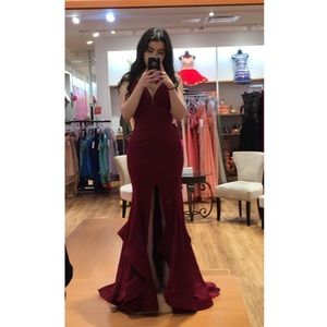 Burgundy Red Mermaid Prom Dress